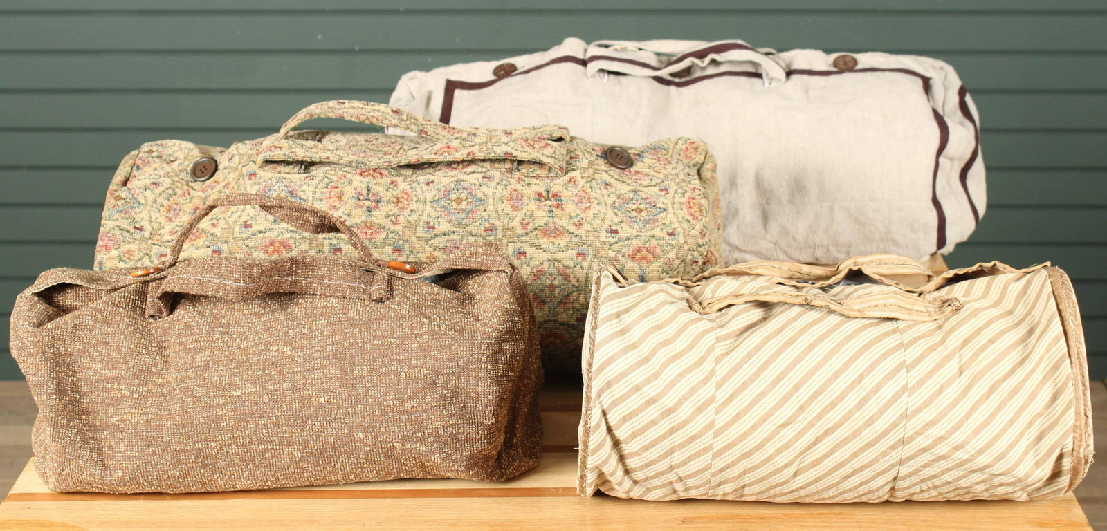 Quilt Duffel Bags: Quilt Duffel Bags. Size: Largest: 10" H x 27" W x 11" D
