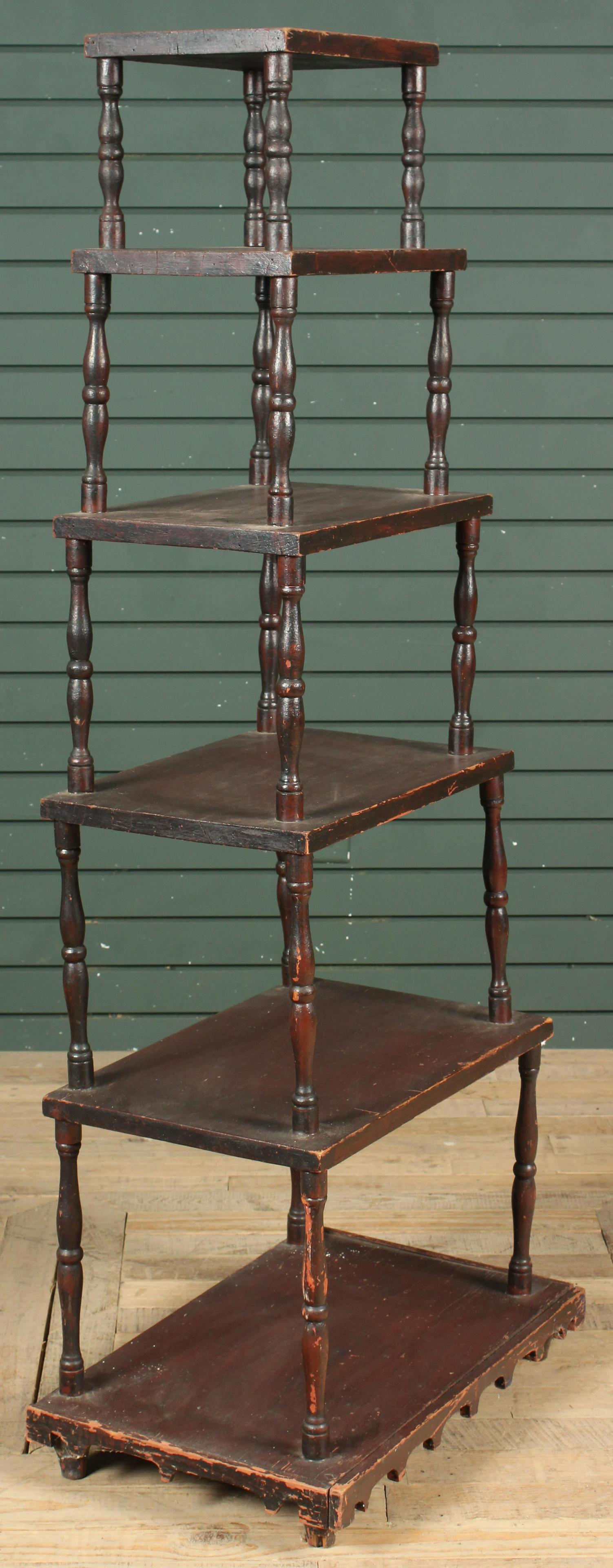 Antique Step Tiered Etegere or Whatnot Shelf: Antique Step Tiered Etegere or Whatnot Shelf. Size:54" H x 23" W x 14.5" D