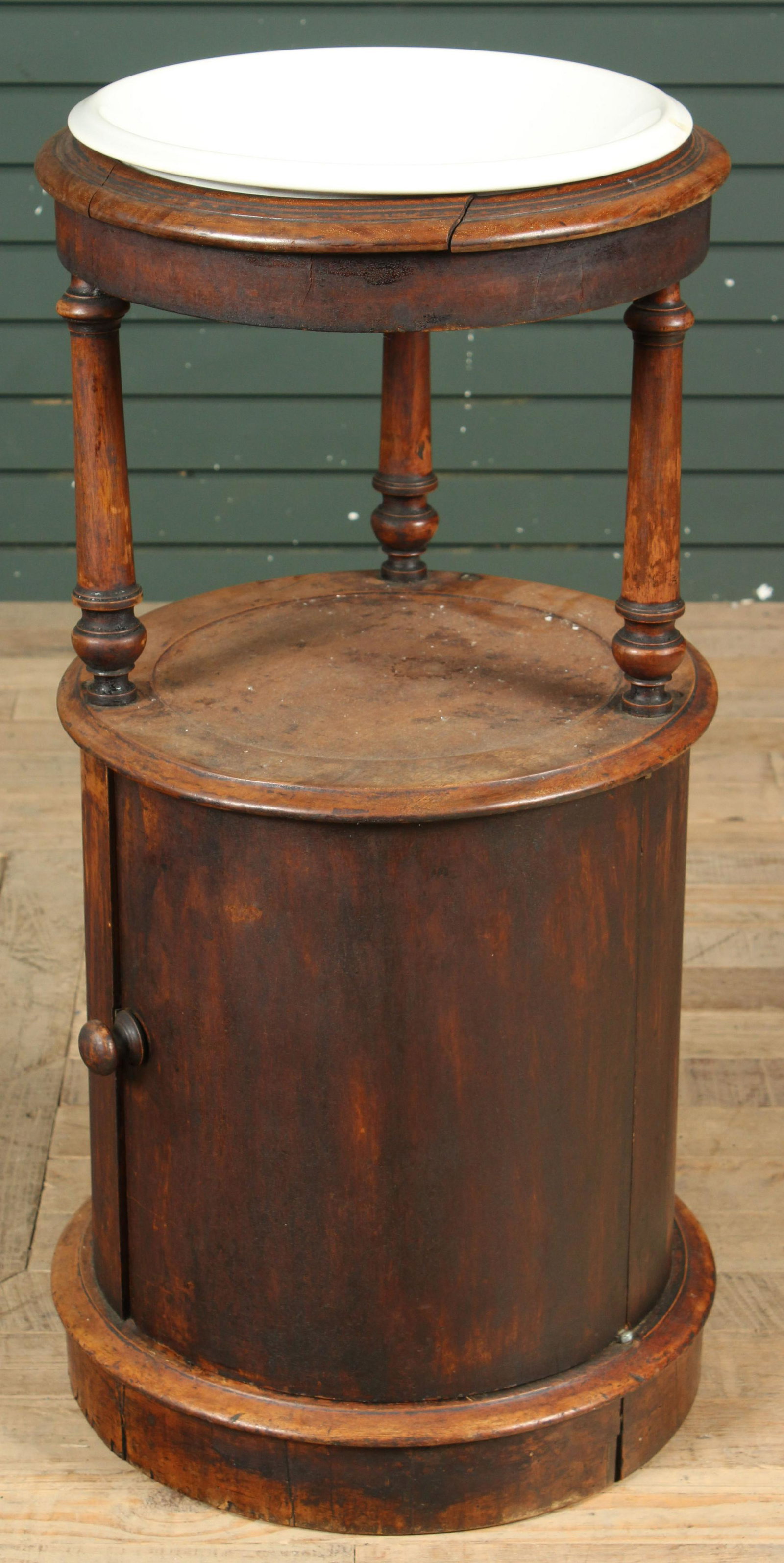 Antique Cylindrical Washstand Cabinet: Antique Cylindrical Washstand Cabinet. Size: 31.5" H x 15.5" W x 15.5" D