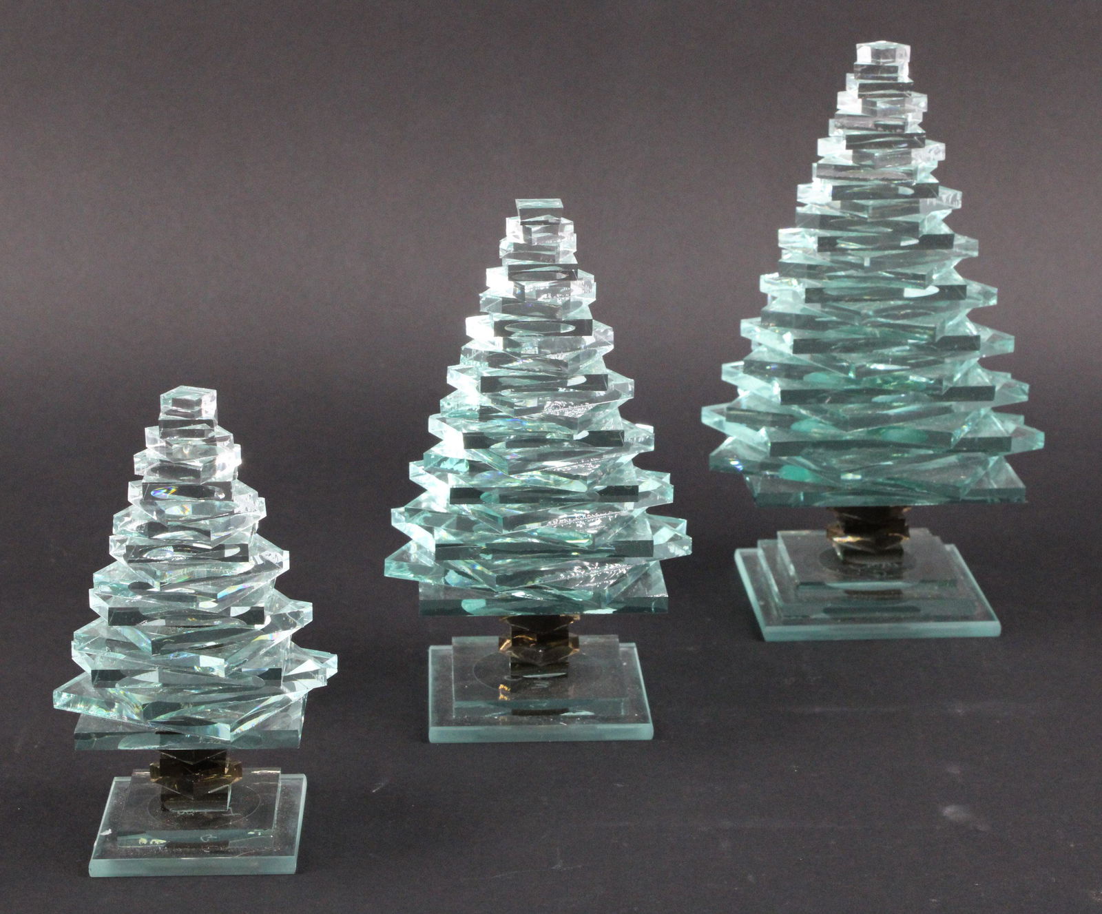 Set of Three Tiered Glass Trees (1 of 5)