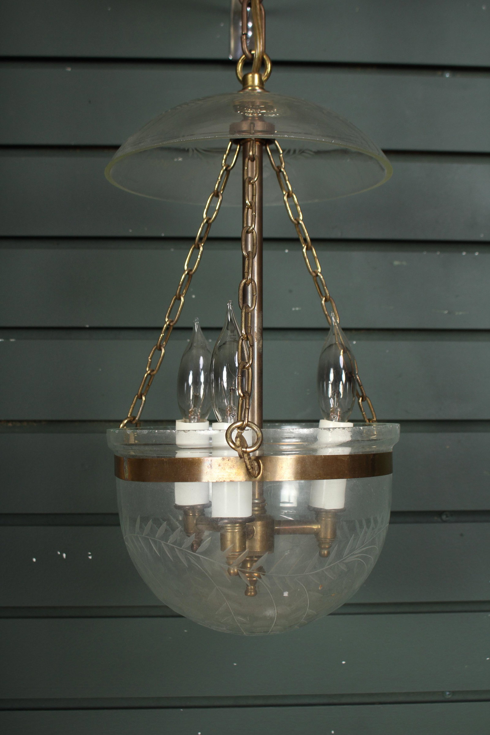 Pendant Etched Glass Hall Lantern: Pendant Etched Glass Hall Lantern. Size: full drop, 21" body, 14" x 7" diameter