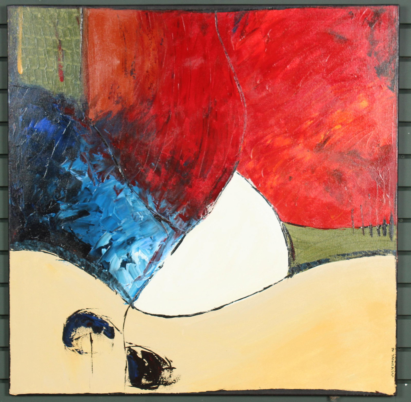 Modern Abstract Painting: Modern Abstract Painting. Julie Havel (Active, Colorado). OOC. Size: 36" H x 36" W x 1" D