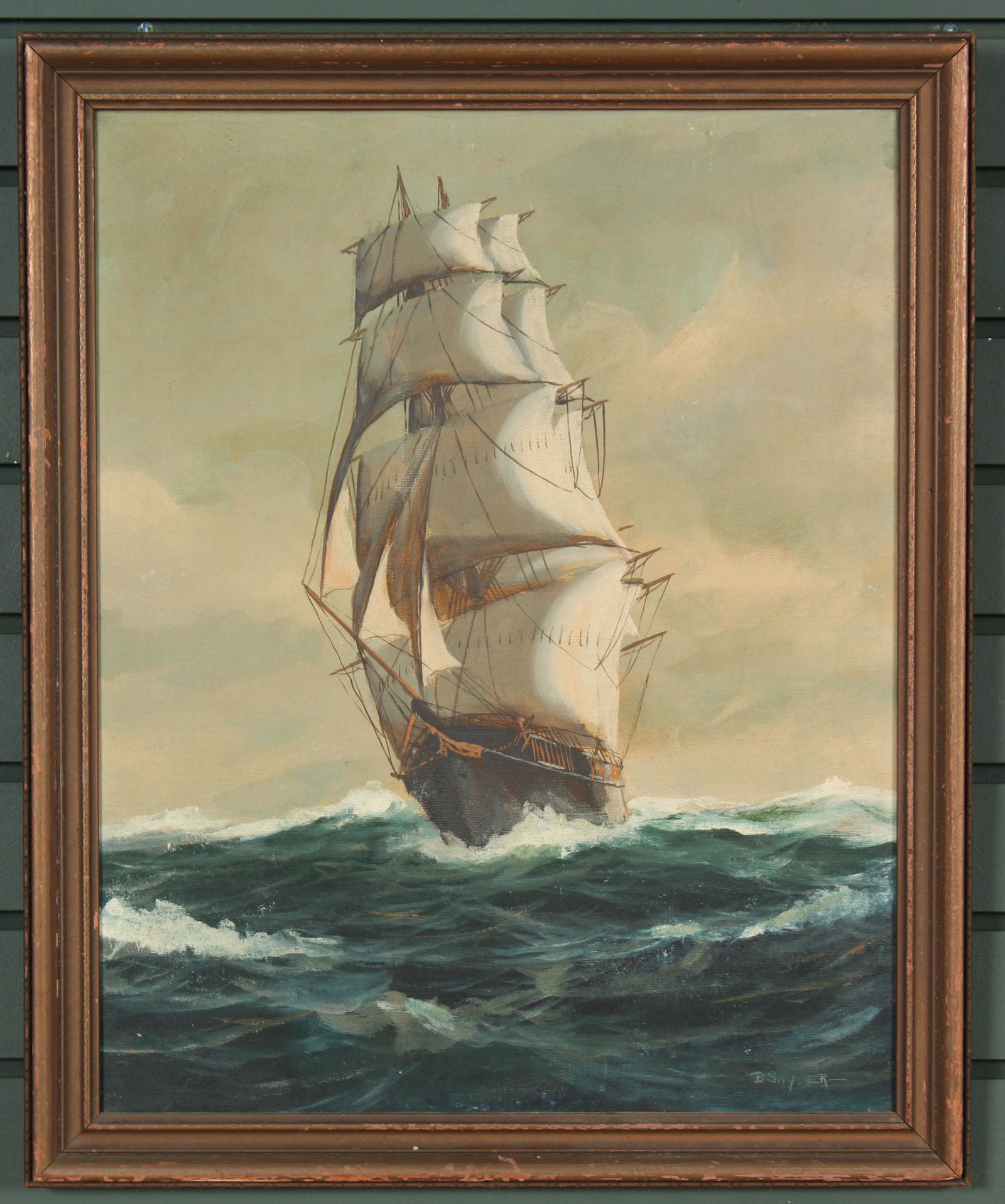 B. Snyder Ship at Sea Oil on Canvas Painting (1 of 5)