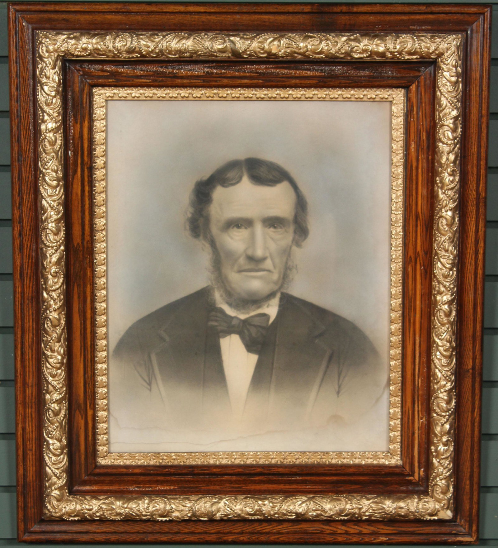 19th C Photographic Portrait: 19th C Photographic Portrait Size: Framed: 30" H x 26" W x 2" D; Sight: 19.5" H x 15.5" W