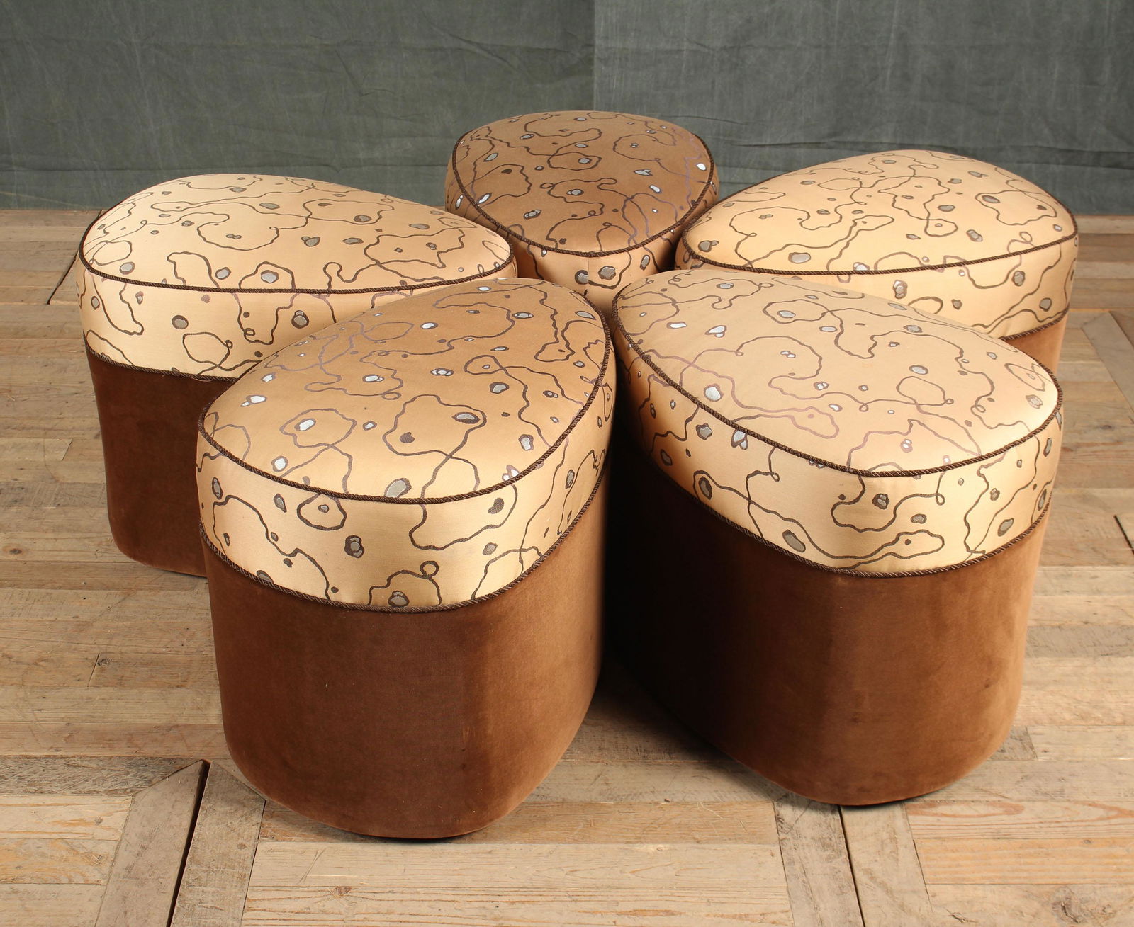 Five Petal Form Upholstered Ottomans (1 of 8)