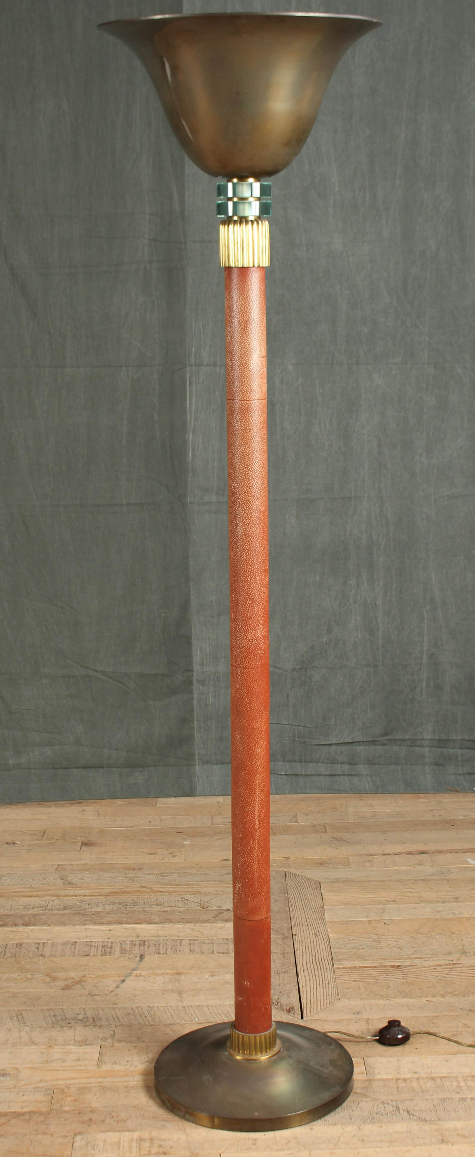 Art Deco Leather Clad Torchiere (1 of 7)