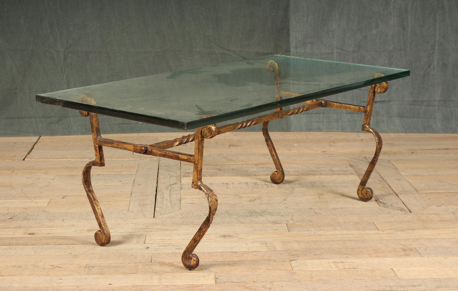 Gilded Wrought Iron Glass Top Coffee Table (1 of 7)