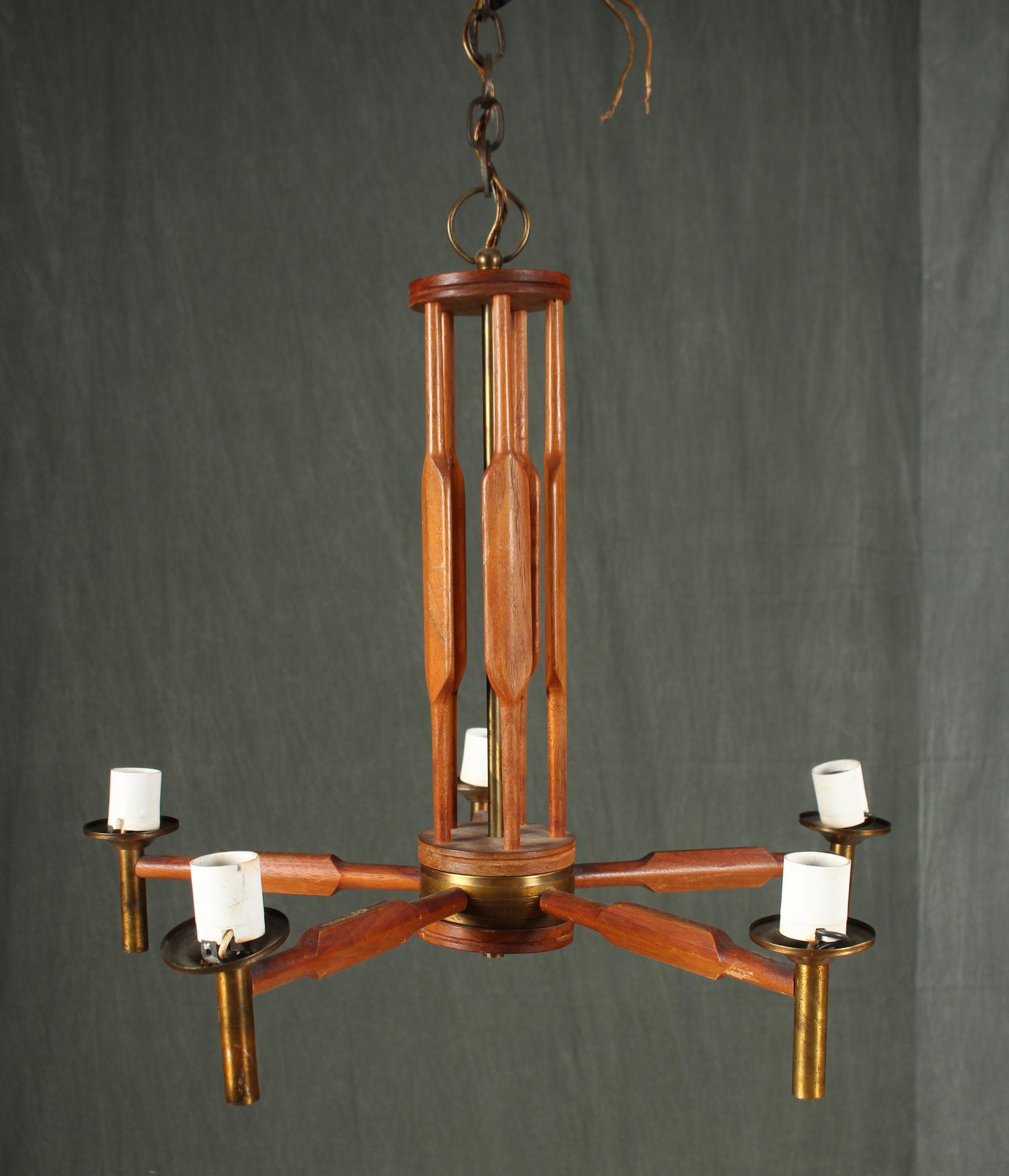 Danish Modern Pendant Chandelier: Danish Modern Pendant Chandelier. Size: 17.5"H x 20"across
