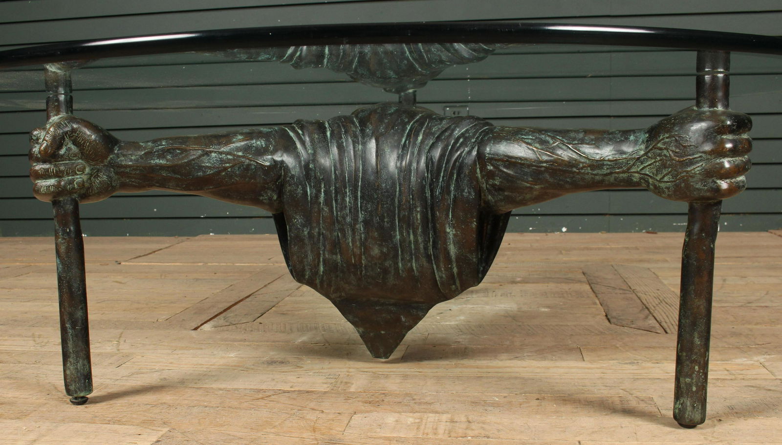 Greco-Roman Style Bronze Hand Coffee Table (1 of 6)