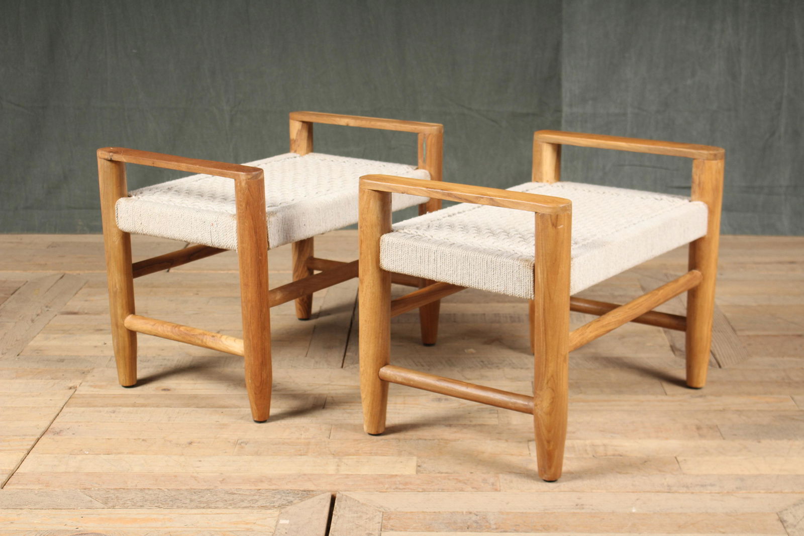 Pair Nautical Inspired Woven Rope Stools (1 of 7)