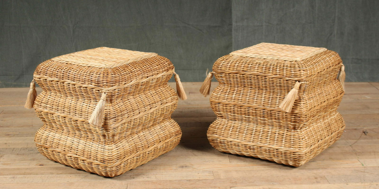 Pair Wicker Stools (1 of 5)