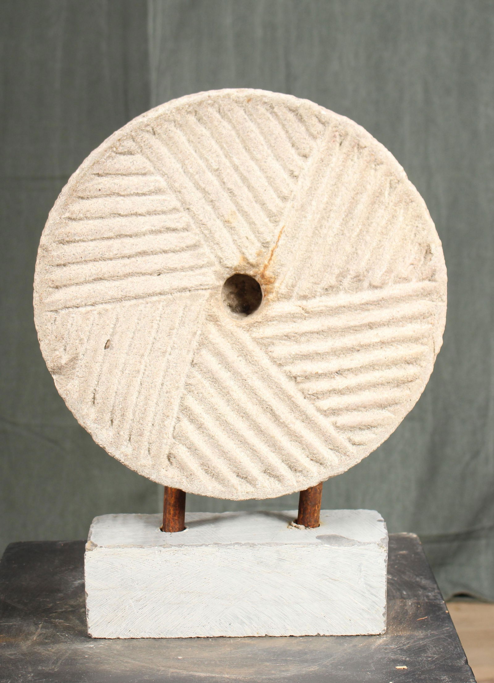 Mill Stone Sculpture on Stand (1 of 5)