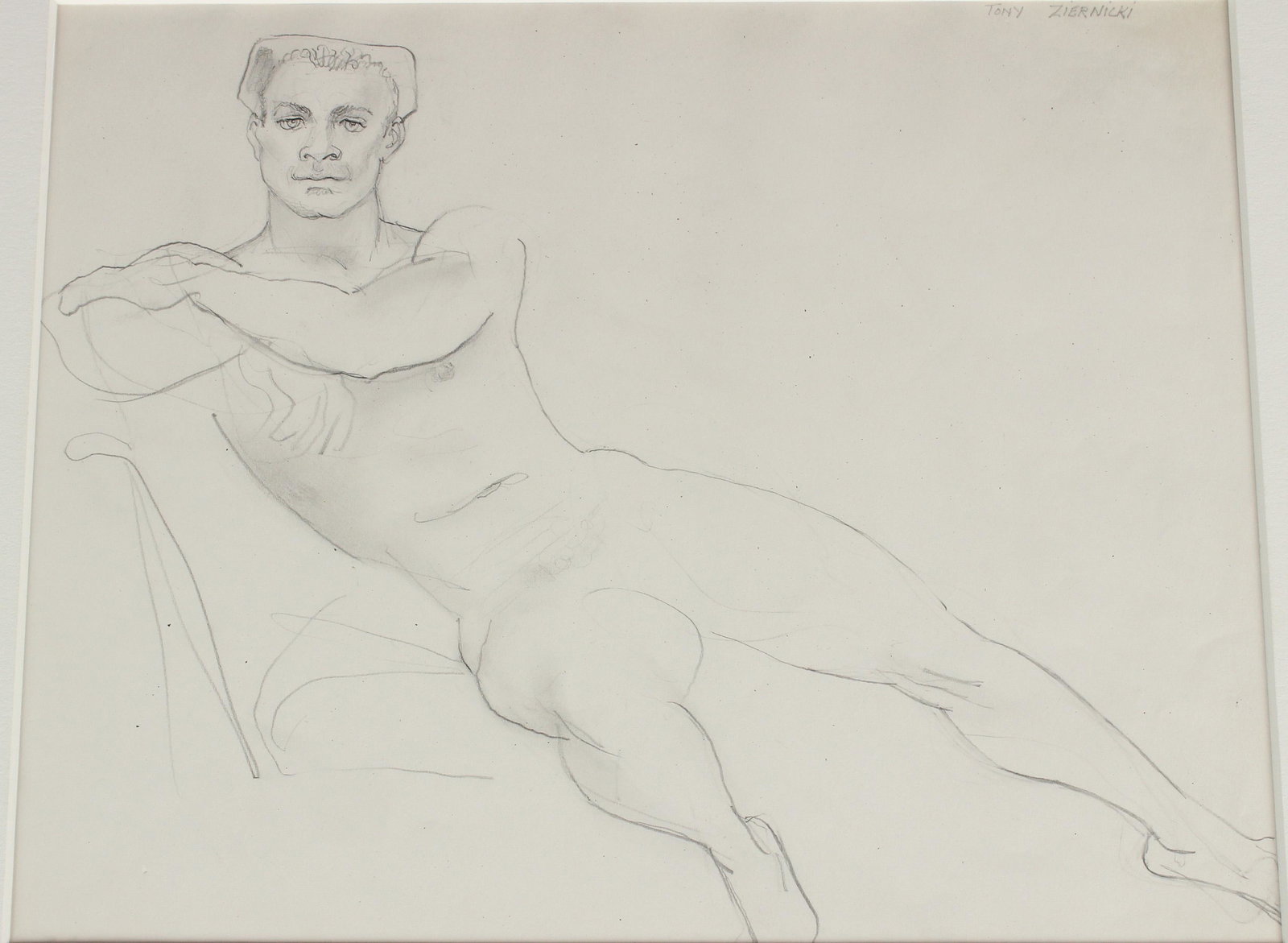 Emlen Etting (American, 20th C.) Tony Ziernicki: Emlen Etting (American, 20th C.) Drawing of Tony Ziernicki. Size: 16" x 20" mat, 10" x 12.75" sheet.