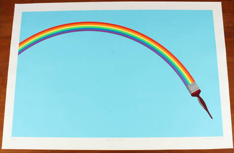 Patrick Hughes - Rainbow Paint 1976, 10/50: Patrick Hughes (English, b.1939) - Rainbow Paint 1976, 10/50. Pencil signed. Size: 26.75" H x 39.5" W