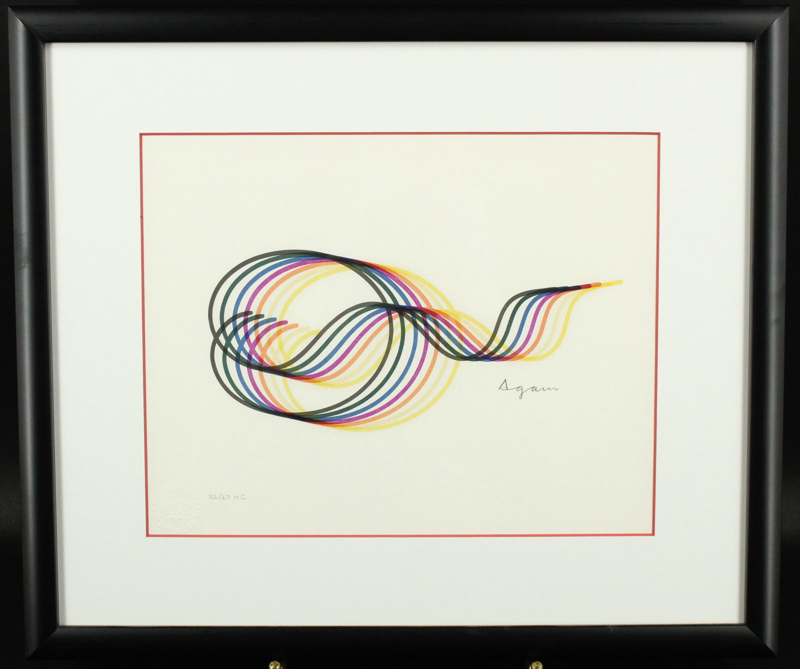 Yaacov Agam Lines and Forms HC Litho: Yaacov Agam (b.1928) Lines and Forms HC Litho. Embossed Martin Lawrence Limited Edtions and Numbered 22/27 HC. Size: Frame: 16.5" H x 19.25" W x 0.75" D; Sight: 10" H x 12.75" W