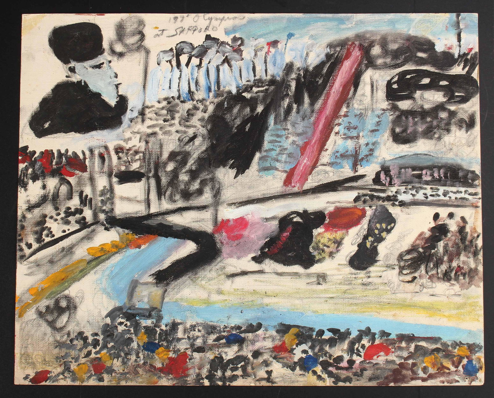 Justin McCarthy (20th C, Pennsylvania) 72 Olympics: Justin McCarthy (20th C, Pennsylvania) 72 Olympics at Sapporo. Linen stock. Recognized as a prolific Outsider Artist, Justin McCarthy's work is widely recognized and appreciated. Size: 16" x 20" sheet