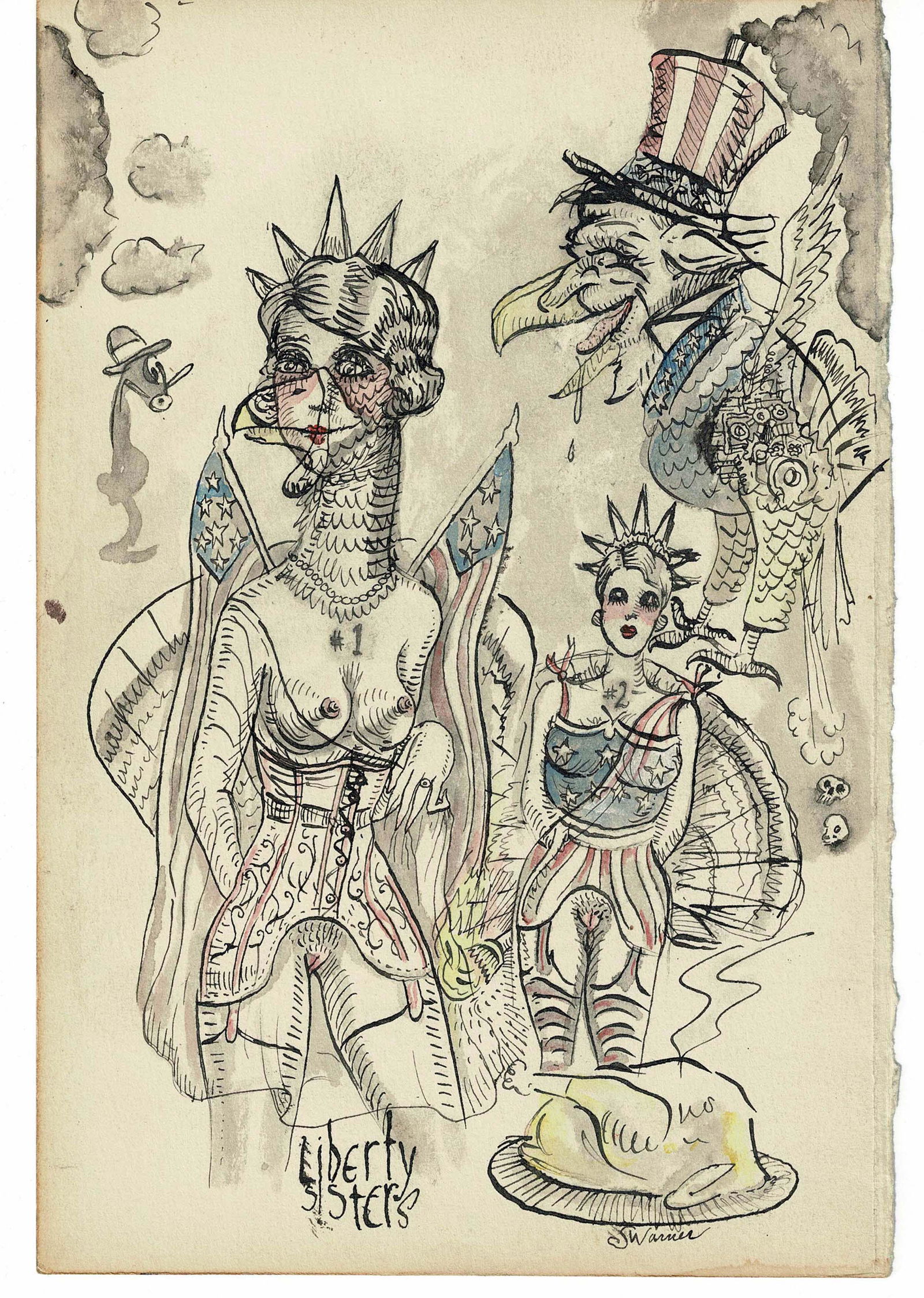 Stewart Warner, Liberty Sisters, 1930's Drawing (1 of 1)