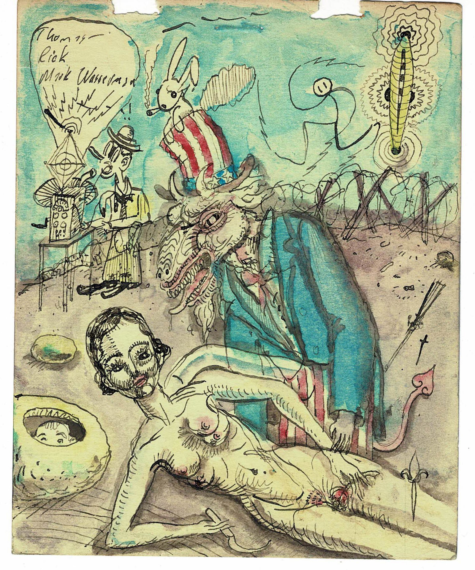 S. Warner, 1930's Art Brut Paranoia Drawing (1 of 2)