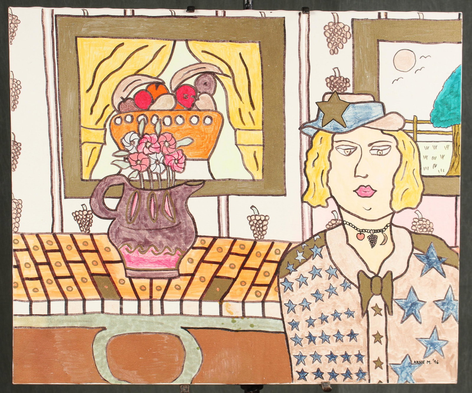 Arnie Mittin, Life with Art: Arnie Mittin, Life with Art. naive Composition. Size: 30" x 36" stretcher