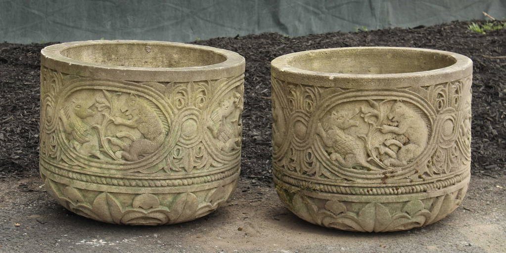 Pair Byzantine Style Carved Stone Garden Urns May 26, 2022 Ashcroft