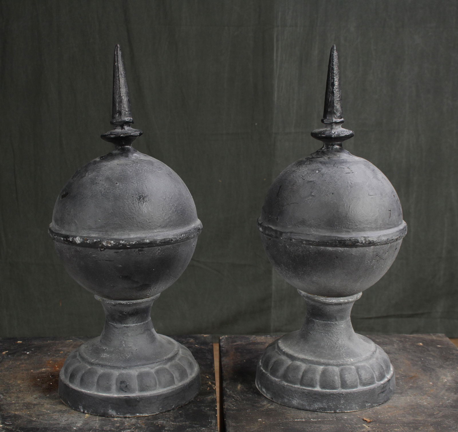 Pair Cast Iron Sphere Finials (1 of 6)