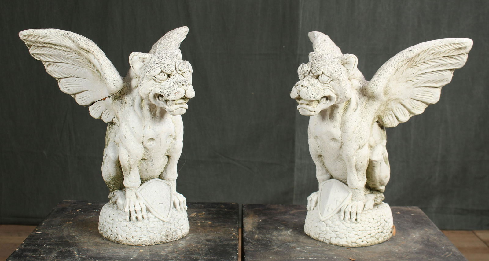Pair Vintage Cast Stone Garden Gargoyles (1 of 10)