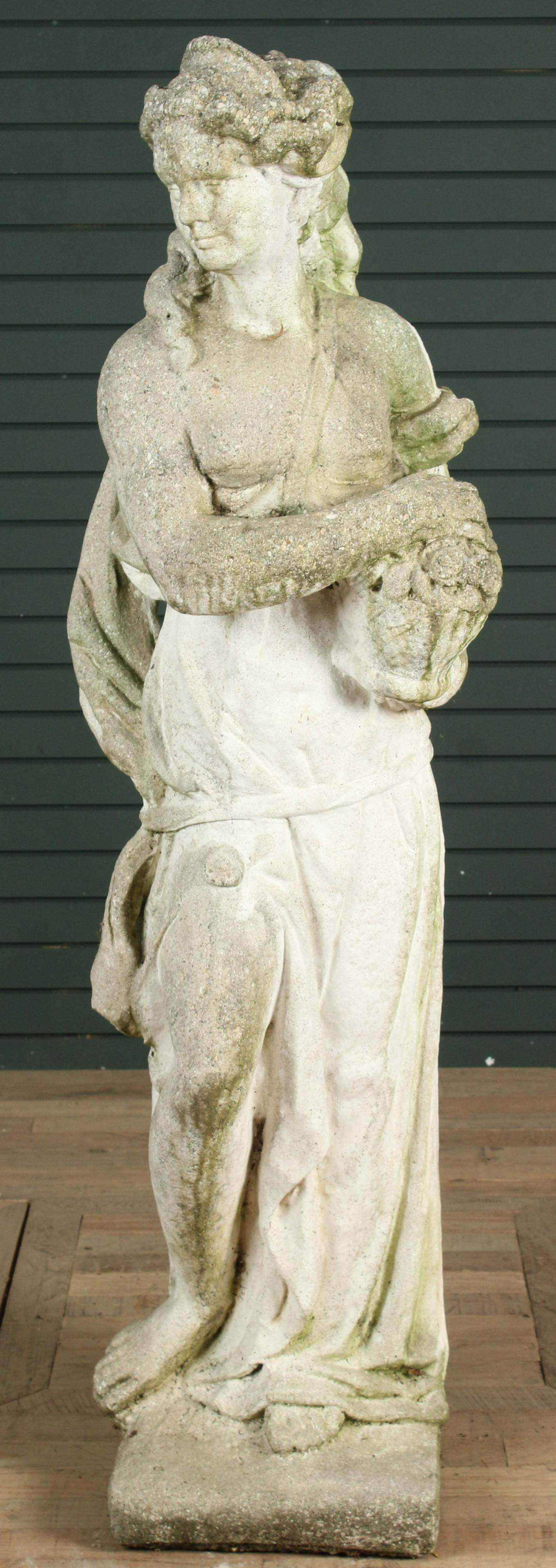Cast Stone Female Harvest Figure: Cast Stone Female Harvest Figure. Size: 62.5" H x 16" W x 13.5" D