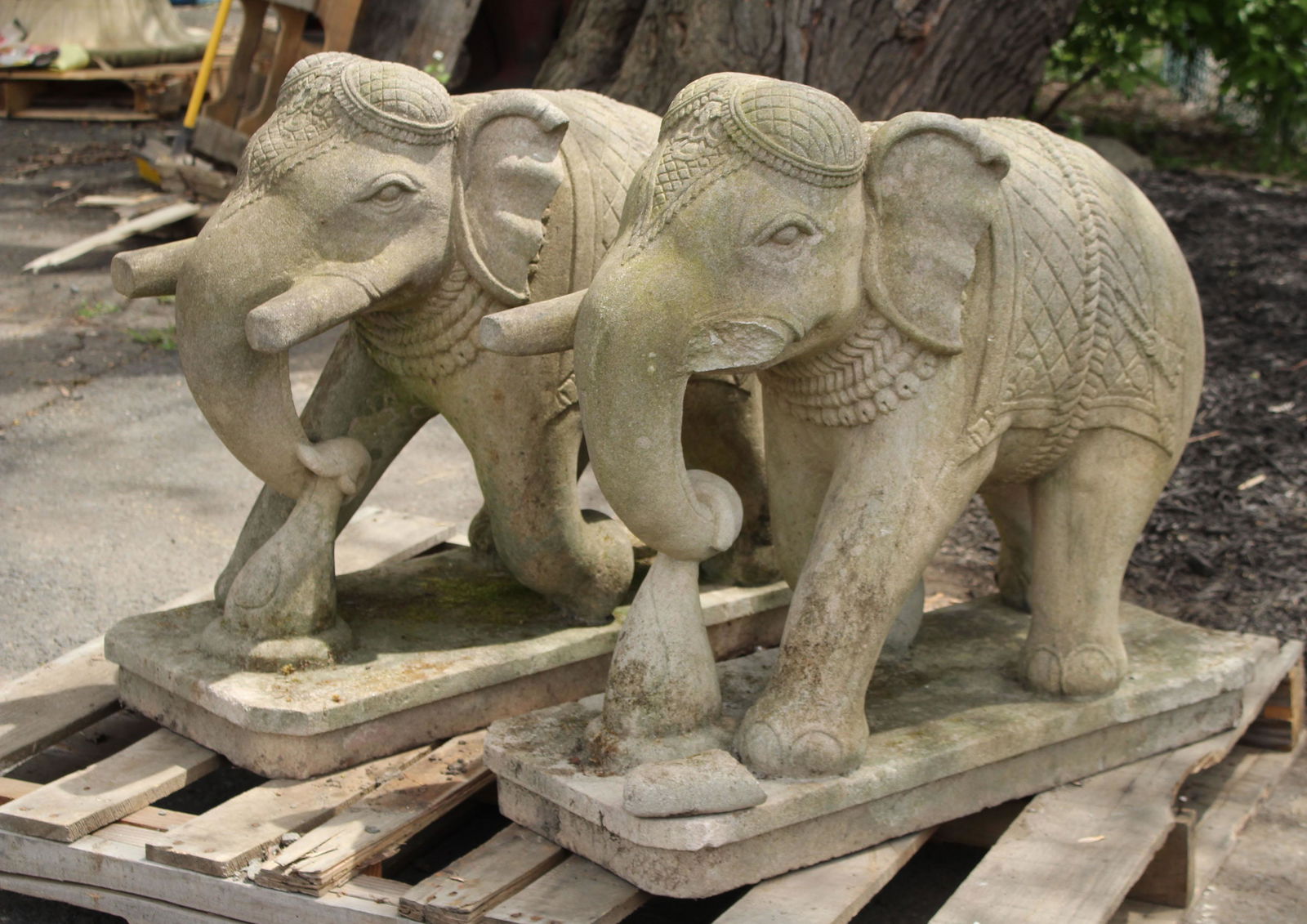 Figural Carved Stone Elephants (1 of 9)