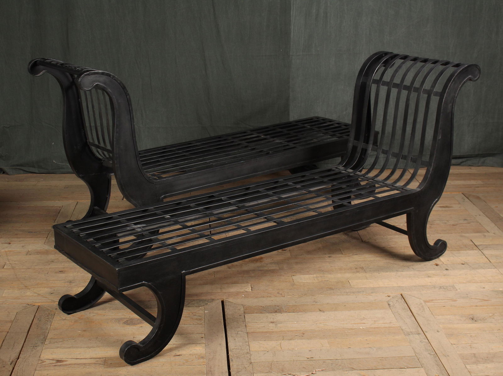 Pair Neoclassical Steel Chaises Longue (1 of 8)