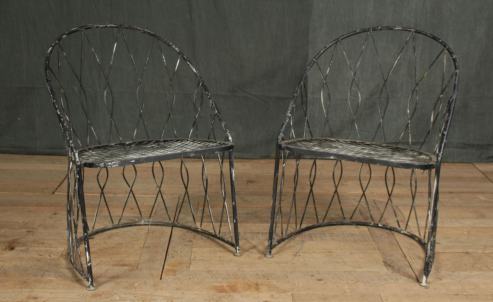 Pair Wirework Barrel Back Garden Chairs (1 of 7)