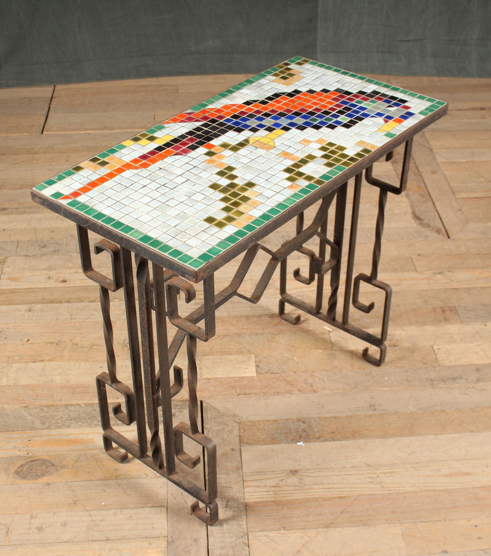 Mosaic Tile Top Wrought Iron Garden Table