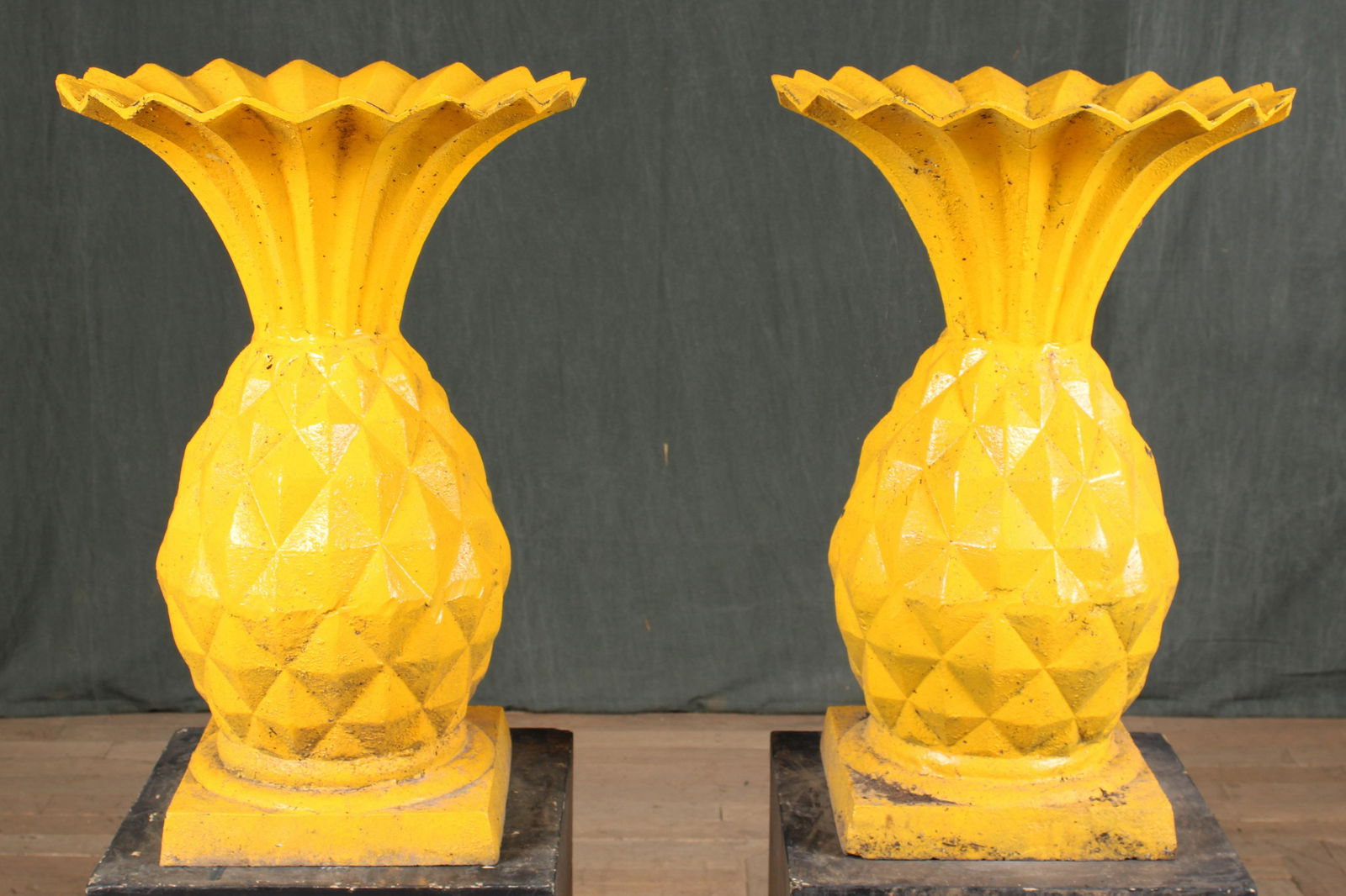Pair Cast Iron Pineapple Garden Urns (1 of 6)