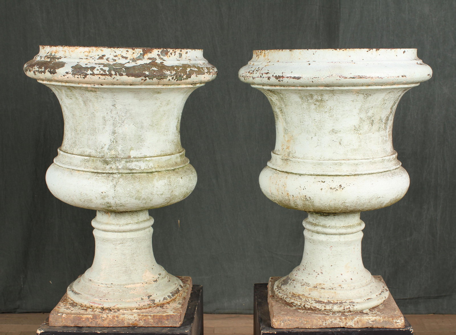 Pair Antique French Cast Iron Garden Urns (1 of 6)