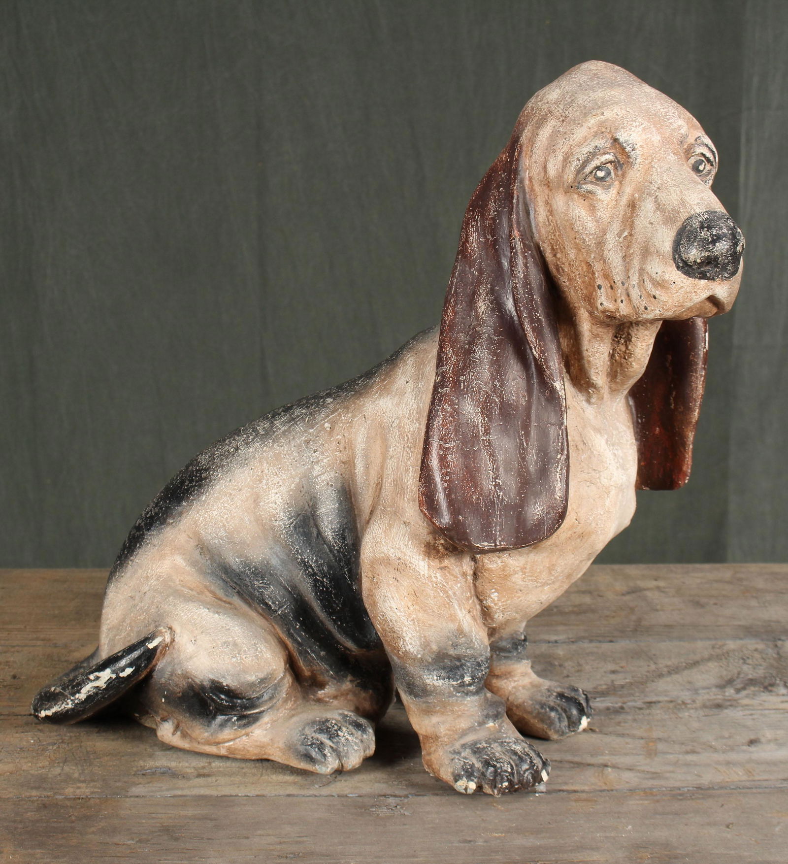 Vintage Cast Stone Bassett Hound Garden Ornament (1 of 6)
