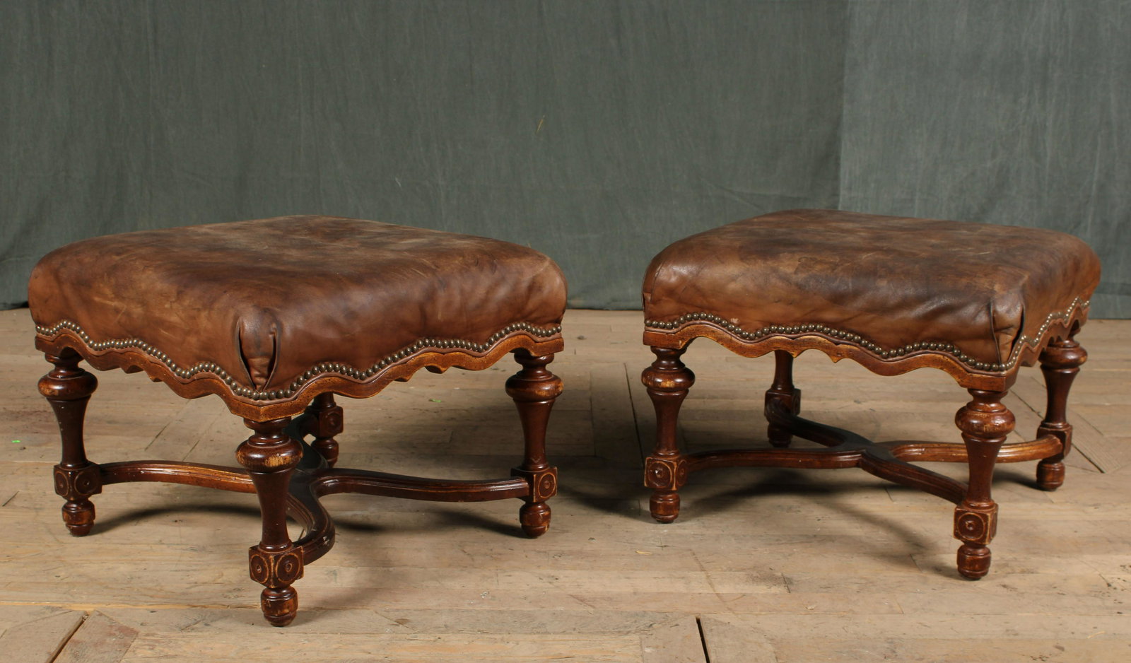English Style Leather Upholstered Benches (1 of 5)
