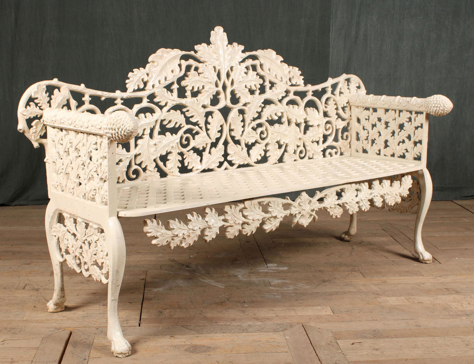 Oak and Acorn Motif Cast Iron Garden Bench (1 of 6)