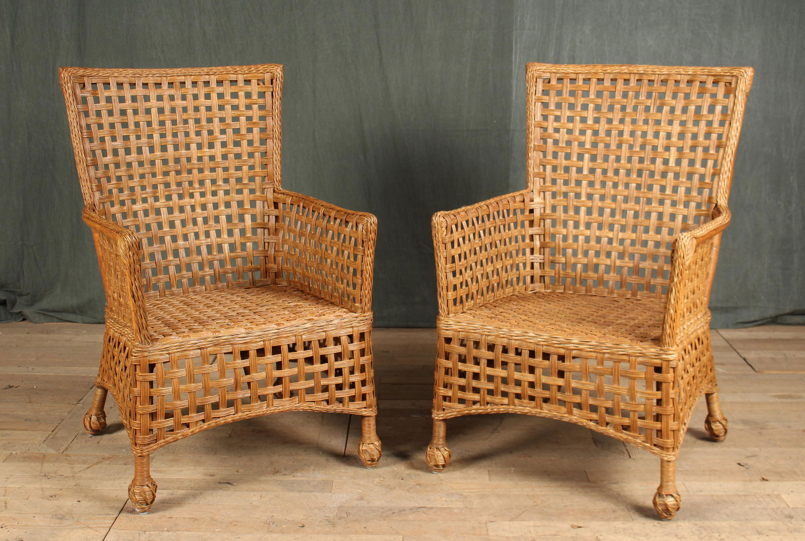 Pair High Back Wicker Chairs (0270) on Jun 28, 2022 Ashcroft and