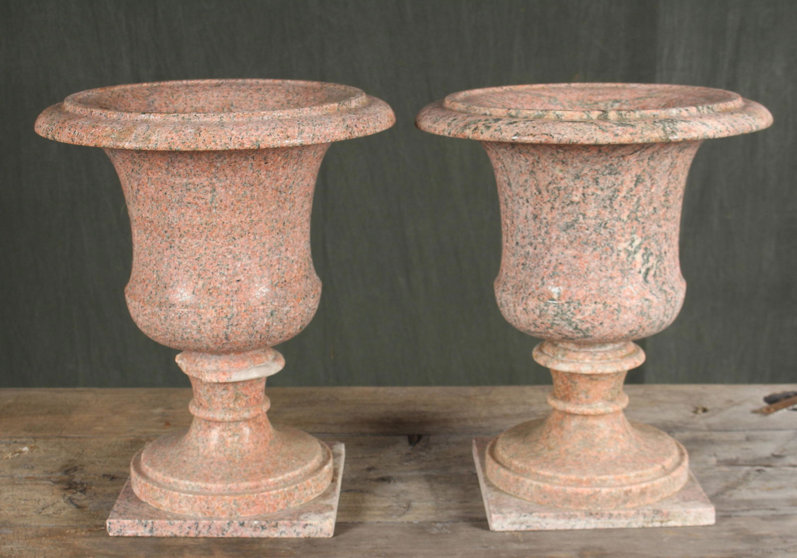 Pair Granite Campana Form Urns (1 of 7)