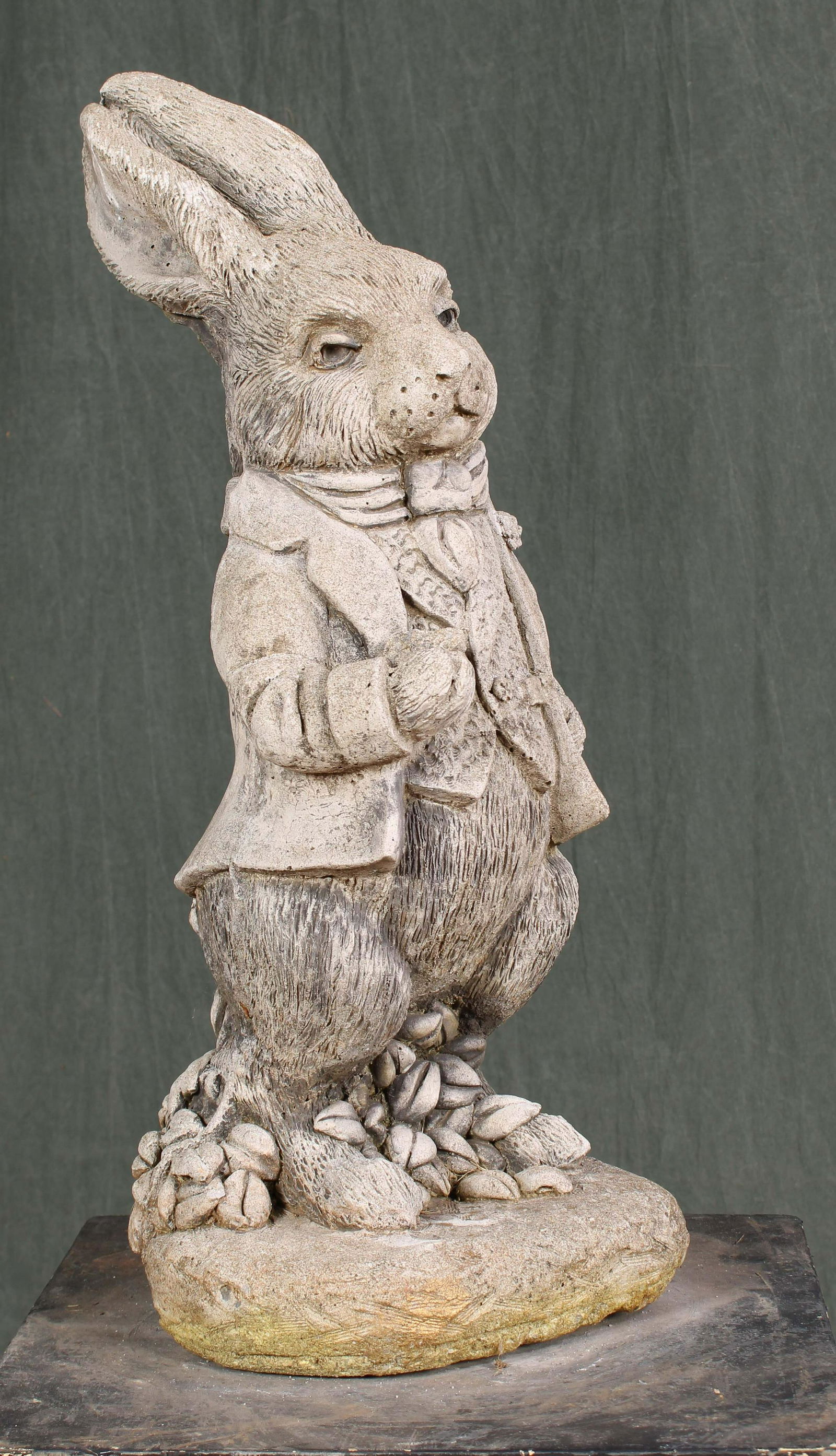 Cast Stone White Rabbit Garden Sculpture (1 of 5)