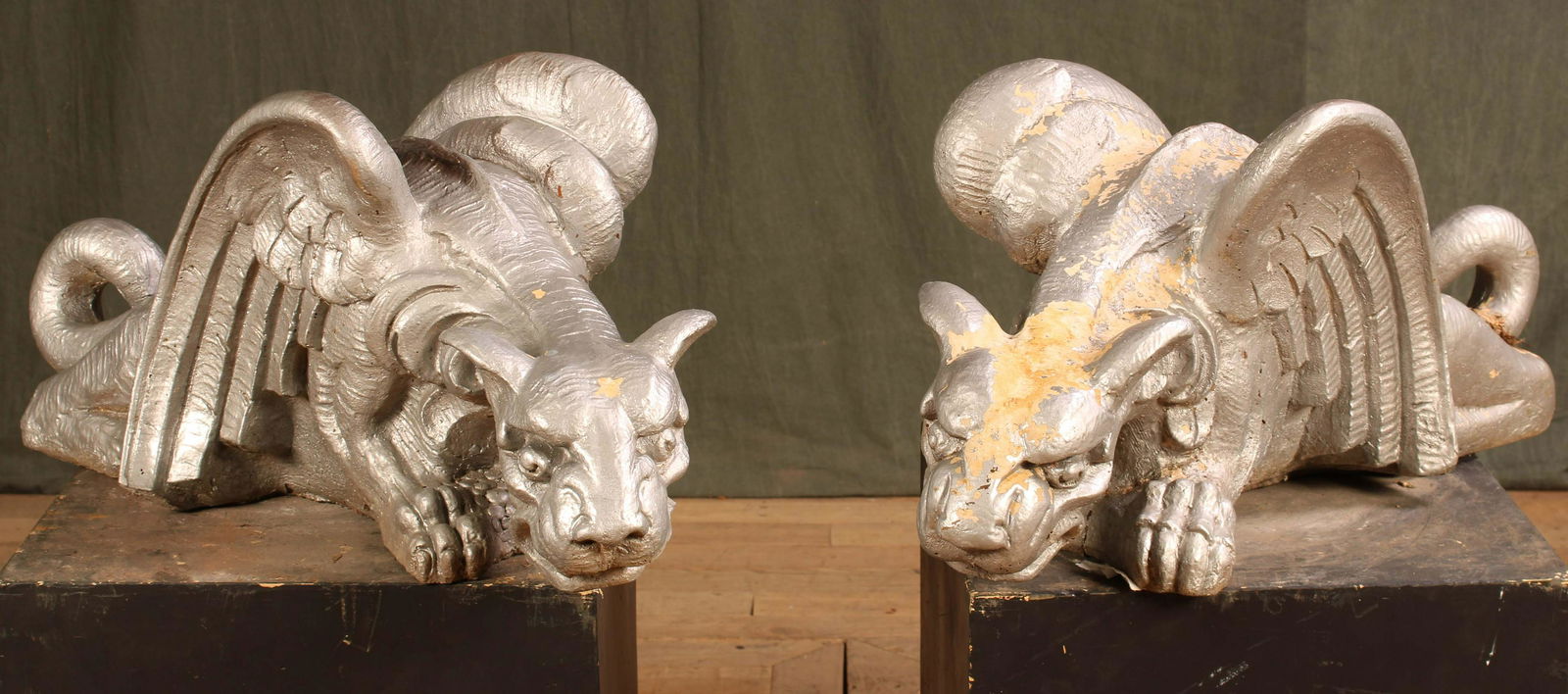 Pair Cast Stone Winged Gargoyles (1 of 9)