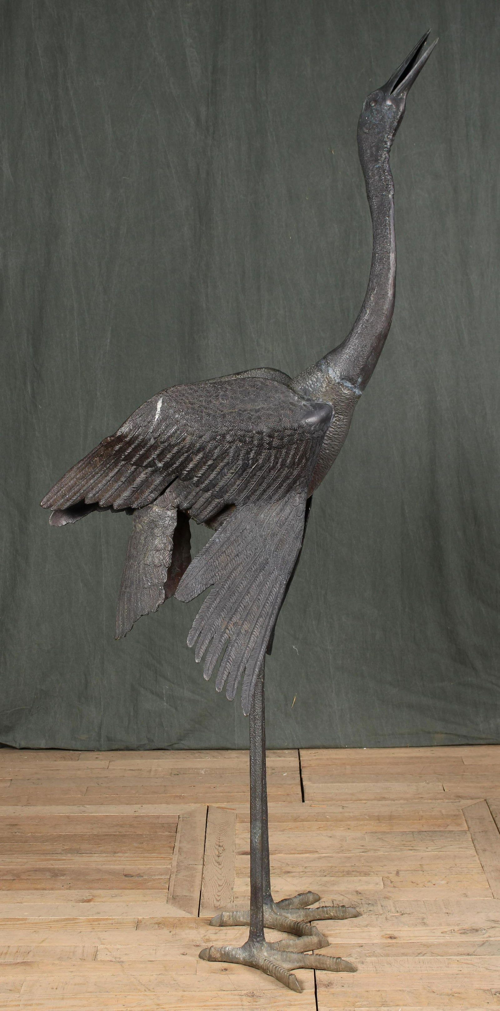 Grand Scale Figural Cast Iron Garden Crane (1 of 12)