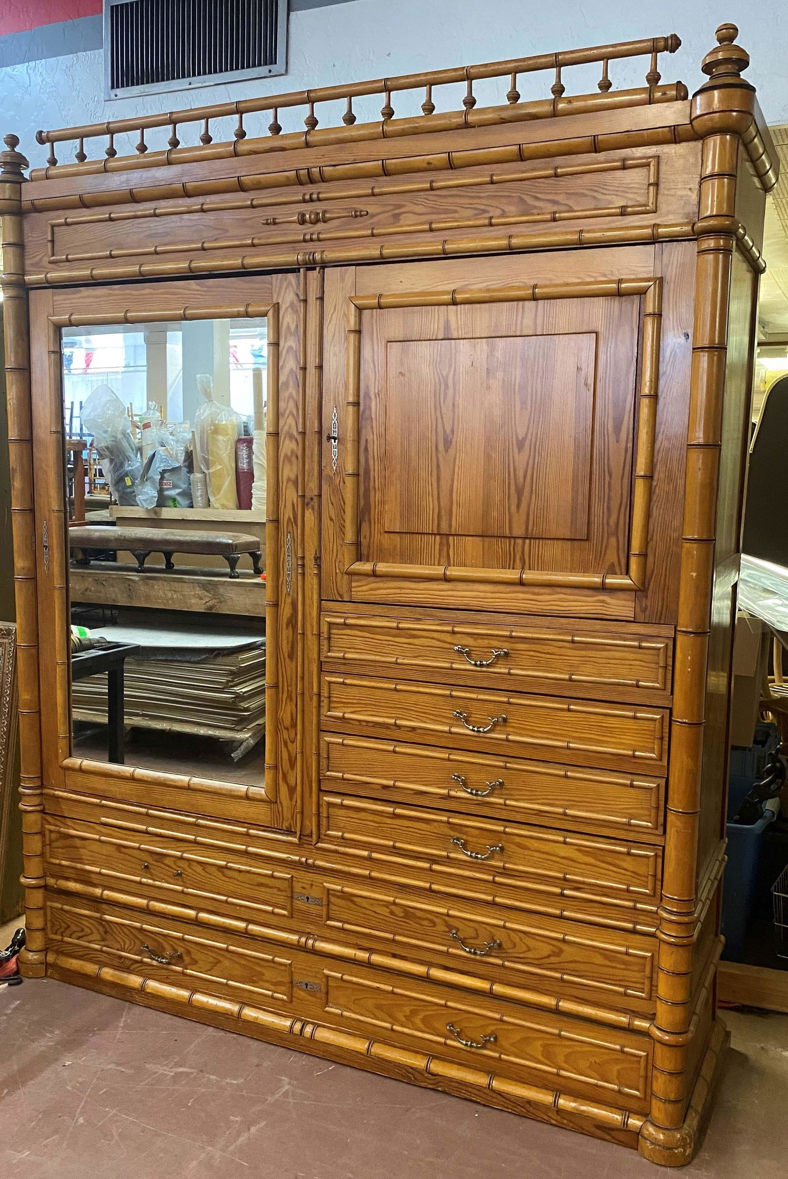 Antique Faux Bamboo Wardrobe (1 of 12)