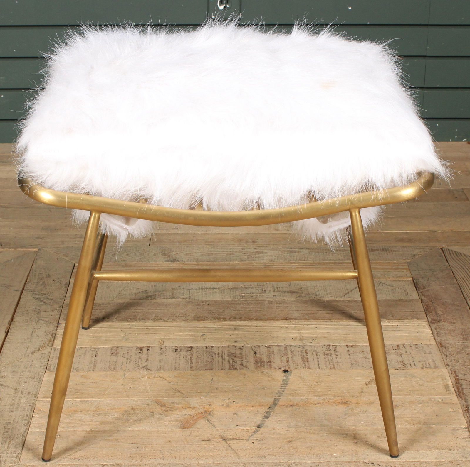 Modernist Brushed Brass Finish Vanity Stool (1 of 7)