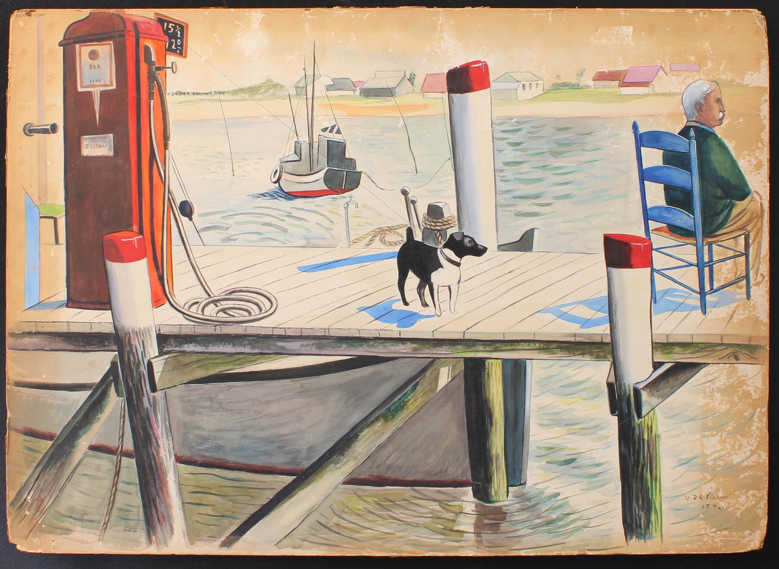 Clinton Dock, Conn. Victor De Pauw 1942 Painting (1 of 4)