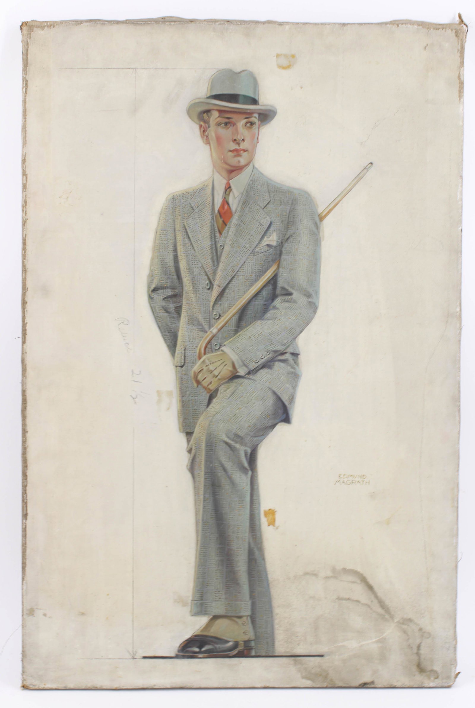 Early 20th C Edmund Magrath Fashion Illustration: Early 20th C Edmund Magrath Fashion Illustration. Size: 32"H x 21"W
