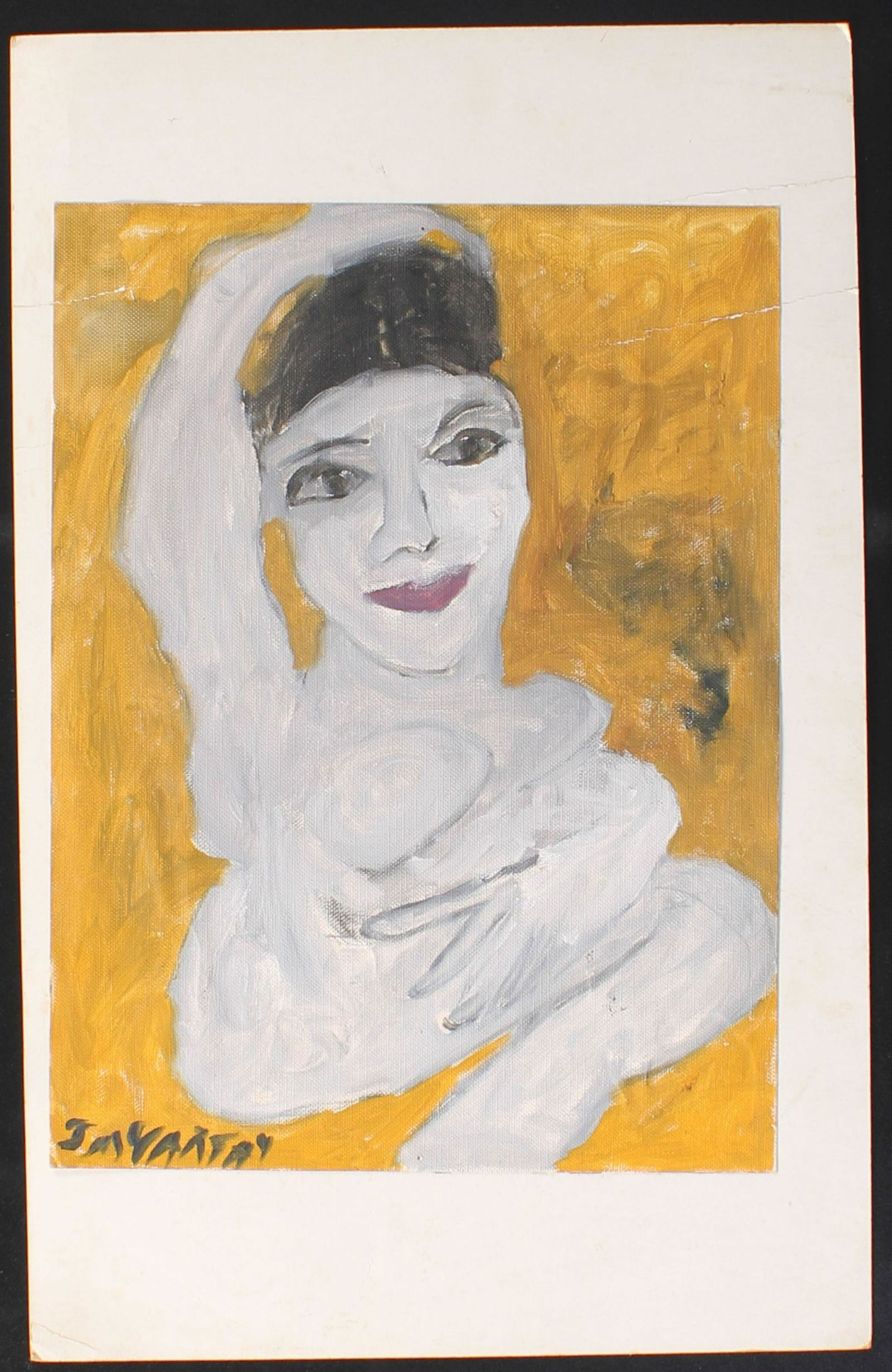 Size: 22" H x 14" W sheet: Justin McCarthy (20th C, Pennsylvania) Composition. Linen paper mounted on mat board. Recognized as a prolific Outsider Artist, Justin McCarthy's work is widely recognized and appreciated. Size: 22" H