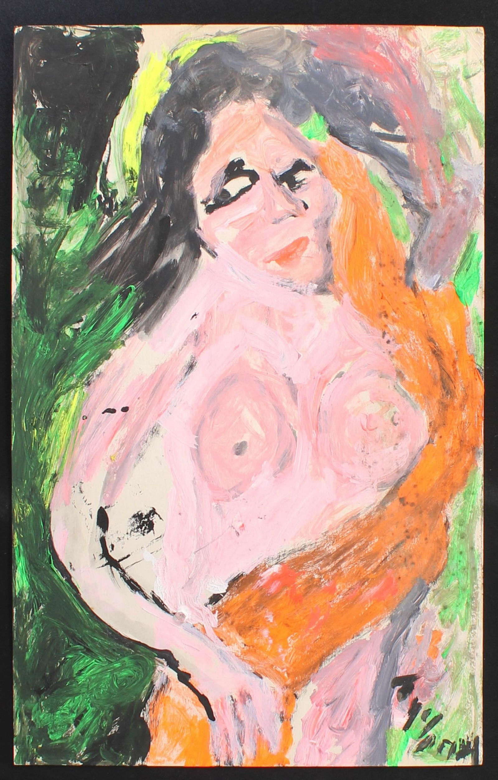 Justin McCarthy, Figural Nude Painting: Justin McCarthy (20th C, Pennsylvania) Composition. Recognized as a prolific Outsider Artist, Justin McCarthy's work is widely recognized and appreciated. Size: 22" H x 14" W card stockProvenance: Fro