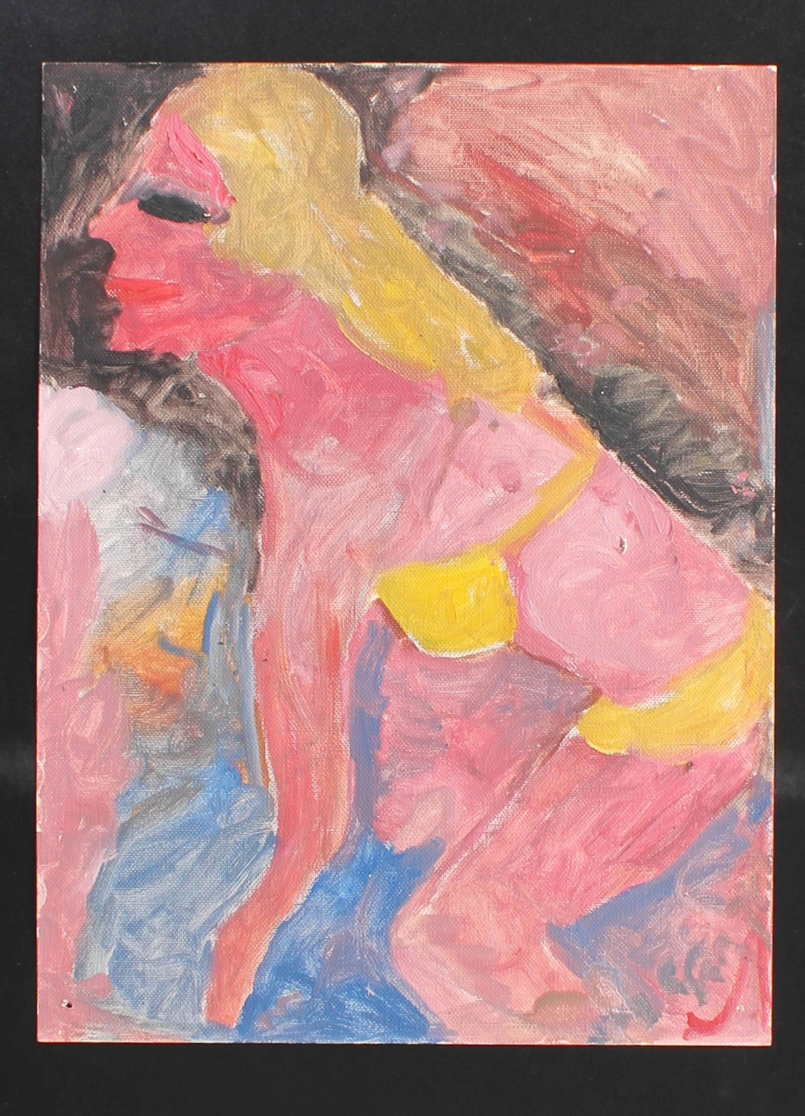 Justin McCarthy, Bathing Beauty Painting: Justin McCarthy (20th C, Pennsylvania) Composition. Recognized as a prolific Outsider Artist, Justin McCarthy's work is widely recognized and appreciated. Size: 12" H x 16 "W linen stockProvenance: Fr