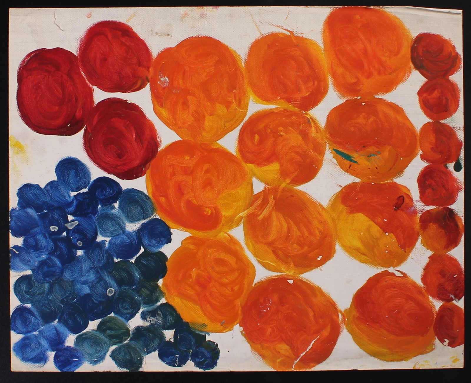 Justin McCarthy painting, Fruits: Justin McCarthy (20th C, Pennsylvania) Composition. Recognized as a prolific Outsider Artist, Justin McCarthy's work is widely recognized and appreciated.Provenance: From the collection of nearly 300