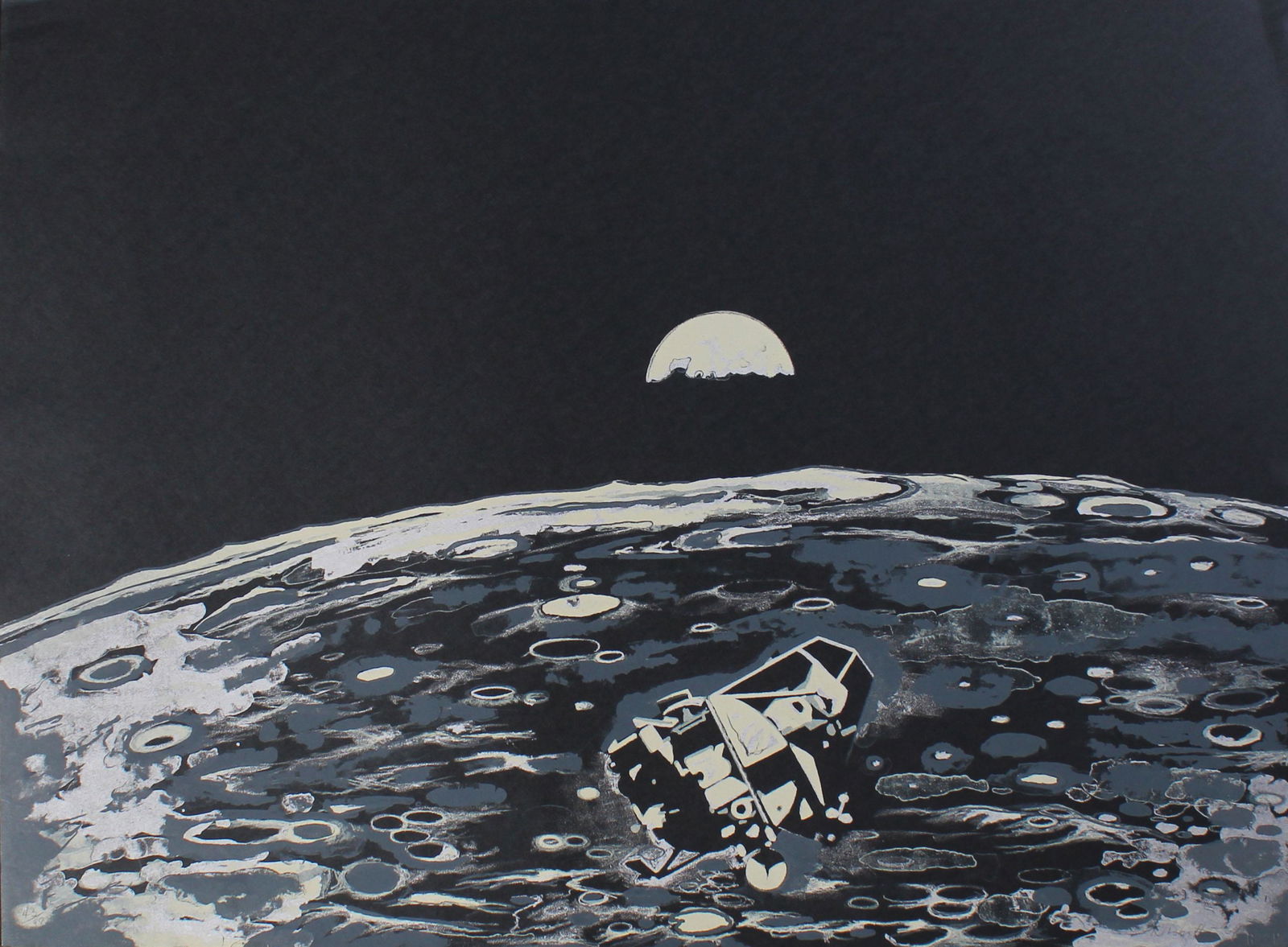 Vintage Lowell Nesbitt Print, Lunar Landing (1 of 3)